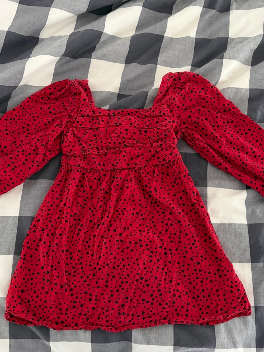 GAP Red Puff-Sleeve Heart-Print Kids Dress